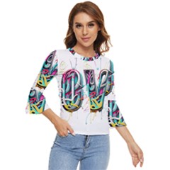 Graffiti Love Bell Sleeve Top