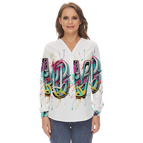 Graffiti Love Zip Up Long Sleeve Blouse by essentialimage