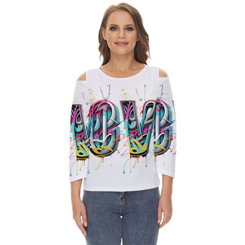 Graffiti Love Cut Out Wide Sleeve Top by essentialimage