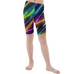 Vibrant Neon Dreams Kids  Mid Length Swim Shorts by essentialimage