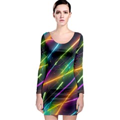 Vibrant Neon Dreams Long Sleeve Bodycon Dress by essentialimage