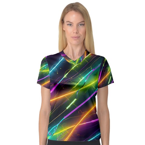 Vibrant Neon Dreams V-neck Sport Mesh T-shirt by essentialimage