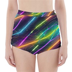 Vibrant Neon Dreams High-waisted Bikini Bottoms by essentialimage