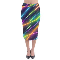 Vibrant Neon Dreams Velvet Midi Pencil Skirt by essentialimage