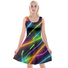 Vibrant Neon Dreams Reversible Velvet Sleeveless Dress