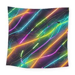 Vibrant Neon Dreams Square Tapestry (large) by essentialimage