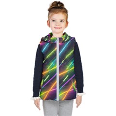 Vibrant Neon Dreams Kids  Hooded Puffer Vest