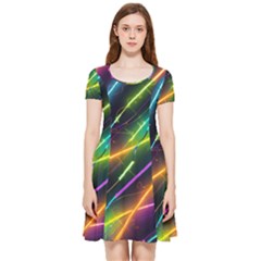 Vibrant Neon Dreams Inside Out Cap Sleeve Dress