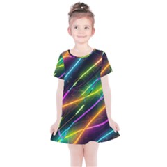 Vibrant Neon Dreams Kids  Simple Cotton Dress by essentialimage