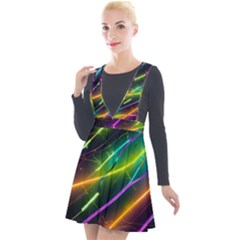 Vibrant Neon Dreams Plunge Pinafore Velour Dress by essentialimage