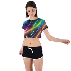 Vibrant Neon Dreams Tie Back Short Sleeve Crop T-shirt by essentialimage