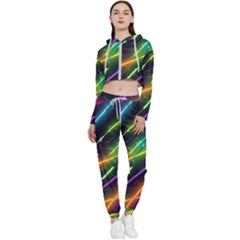 Vibrant Neon Dreams Cropped Zip Up Lounge Set by essentialimage