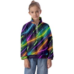 Vibrant Neon Dreams Kids  Half Zip Hoodie