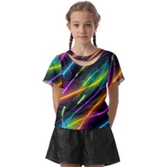 Vibrant Neon Dreams Kids  Front Cut T-shirt by essentialimage