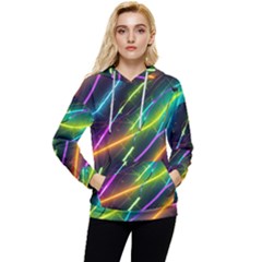 Vibrant Neon Dreams Women s Lightweight Drawstring Hoodie