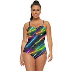 Vibrant Neon Dreams Retro Full Coverage Swimsuit by essentialimage