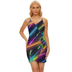 Vibrant Neon Dreams Wrap Tie Front Dress by essentialimage