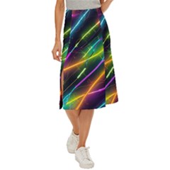 Vibrant Neon Dreams Midi Panel Skirt by essentialimage