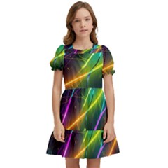 Vibrant Neon Dreams Kids  Puff Sleeved Dress by essentialimage