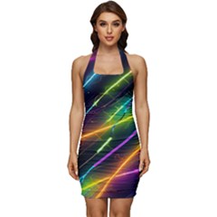 Vibrant Neon Dreams Sleeveless Wide Square Neckline Ruched Bodycon Dress by essentialimage