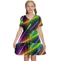 Vibrant Neon Dreams Kids  Short Sleeve Tiered Mini Dress by essentialimage