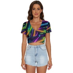 Vibrant Neon Dreams V-neck Crop Top by essentialimage