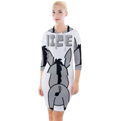 Donkey Ass Funny Nice Cute Floppy Quarter Sleeve Hood Bodycon Dress by Sarkoni