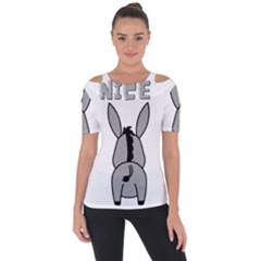 Donkey Ass Funny Nice Cute Floppy Shoulder Cut Out Short Sleeve Top by Sarkoni