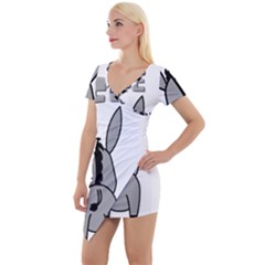 Donkey Ass Funny Nice Cute Floppy Short Sleeve Asymmetric Mini Dress by Sarkoni