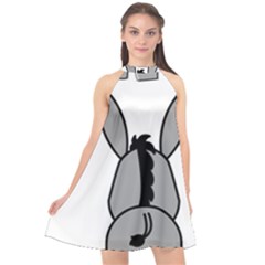 Donkey Ass Funny Nice Cute Floppy Halter Neckline Chiffon Dress  by Sarkoni