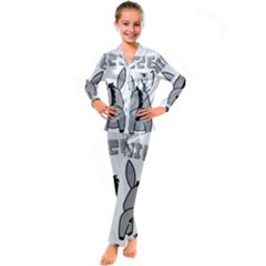 Donkey Ass Funny Nice Cute Floppy Kids  Satin Long Sleeve Pajamas Set by Sarkoni