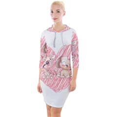 Cat Kitten Feline Pet Animal Cute Quarter Sleeve Hood Bodycon Dress by Sarkoni