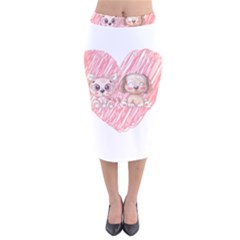 Cat Kitten Feline Pet Animal Cute Velvet Midi Pencil Skirt by Sarkoni