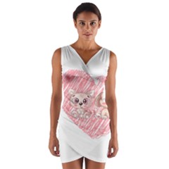 Dog Cat Animal Pet Heart Love Wrap Front Bodycon Dress by Sarkoni