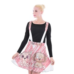 Dog Cat Animal Pet Heart Love Suspender Skater Skirt by Sarkoni