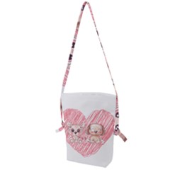 Dog Cat Animal Pet Heart Love Folding Shoulder Bag by Sarkoni