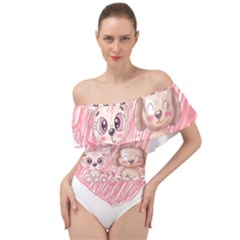 Dog Cat Animal Pet Heart Love Off Shoulder Velour Bodysuit  by Sarkoni