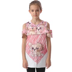 Cat Kitten Feline Pet Animal Cute Fold Over Open Sleeve Top by Sarkoni