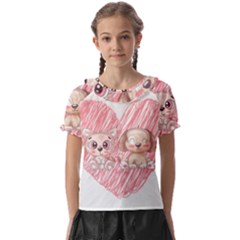 Cat Kitten Feline Pet Animal Cute Kids  Frill Chiffon Blouse by Sarkoni