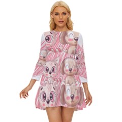 Cat Kitten Feline Pet Animal Cute Long Sleeve Babydoll Dress by Sarkoni