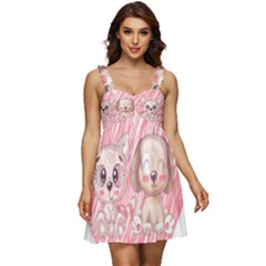 Cat Kitten Feline Pet Animal Cute Ruffle Strap Babydoll Chiffon Dress by Sarkoni