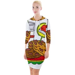 Milk Cookies Christmas Holidays Quarter Sleeve Hood Bodycon Dress by Sarkoni