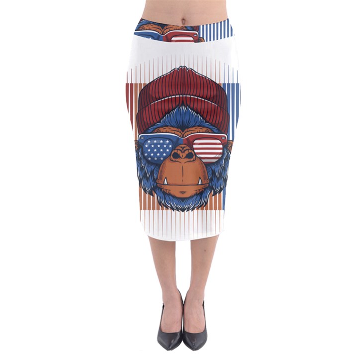 Gorilla Ape Zoo Mammal Usa Midi Pencil Skirt