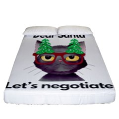 Cute Cat Glasses Christmas Tree Fitted Sheet (california King Size) by Sarkoni