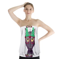 Cute Cat Glasses Christmas Tree Strapless Top by Sarkoni