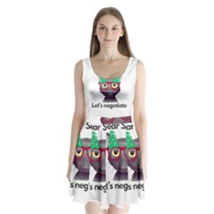 Cute Cat Glasses Christmas Tree Split Back Mini Dress  by Sarkoni