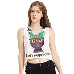 Cute Cat Glasses Christmas Tree V-neck Cropped Tank Top by Sarkoni