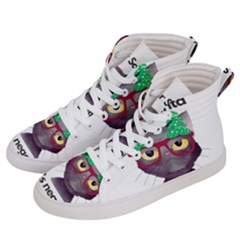 Cute Cat Glasses Christmas Tree Men s Hi-top Skate Sneakers by Sarkoni