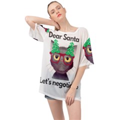 Cute Cat Glasses Christmas Tree Oversized Chiffon Top by Sarkoni