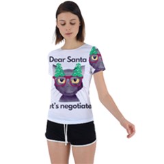 Cute Cat Glasses Christmas Tree Back Circle Cutout Sports T-shirt by Sarkoni